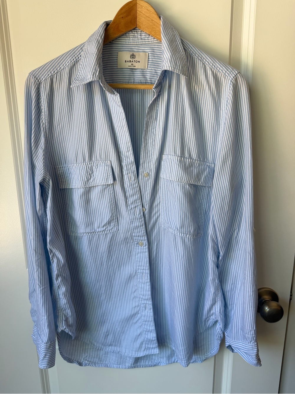 Babaton Blue and White Pinstripe Shirt